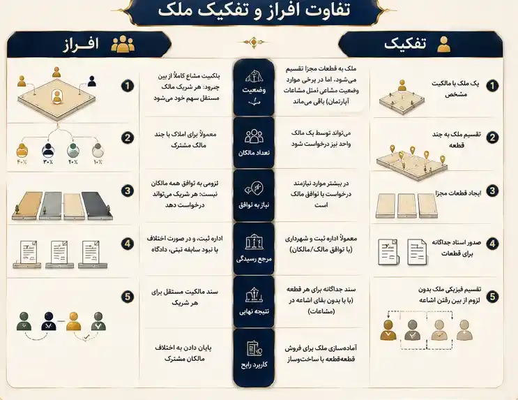 تفاوت افراز و تفکیک ملک