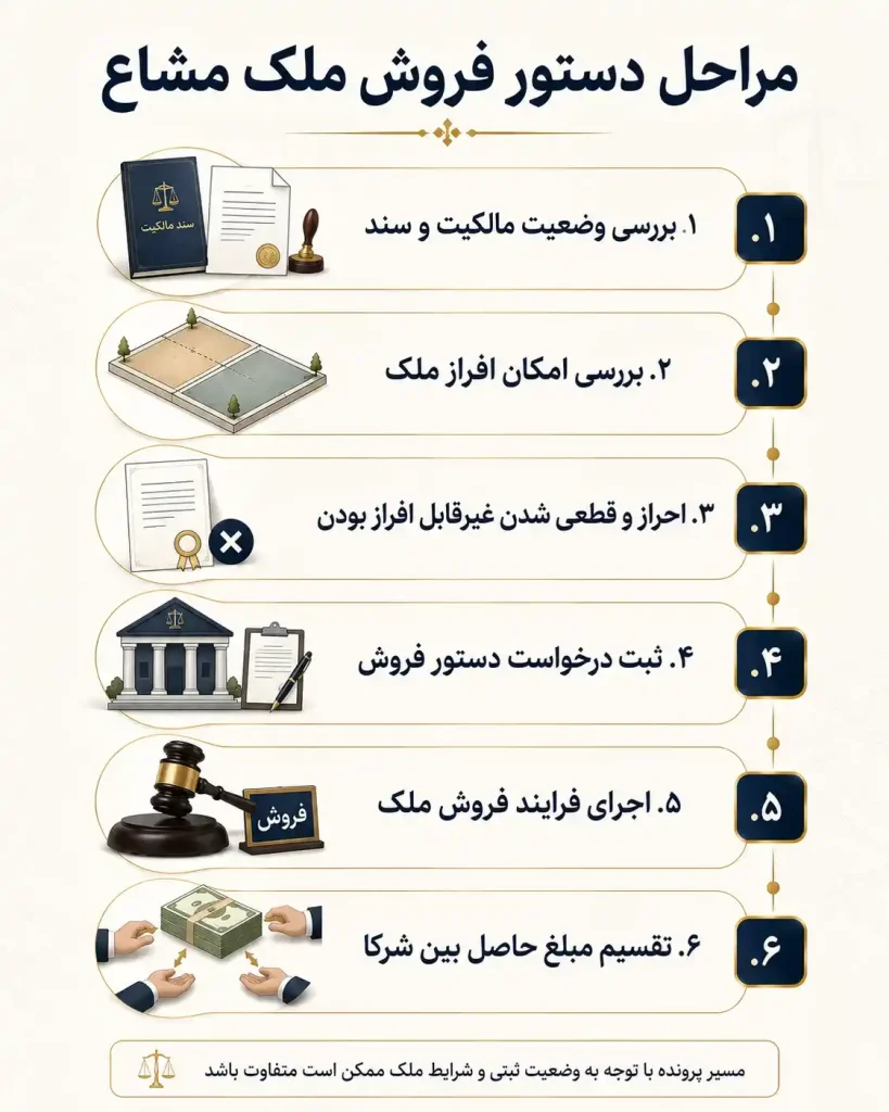 مراحل دستور فروش ملک مشاع
